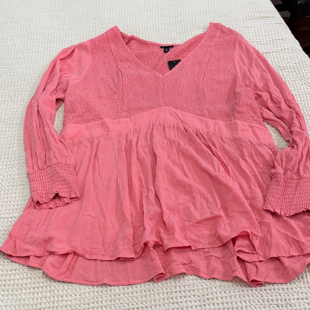 Women’s Plus Size Torrid Coral V-Neck smocked Blouse